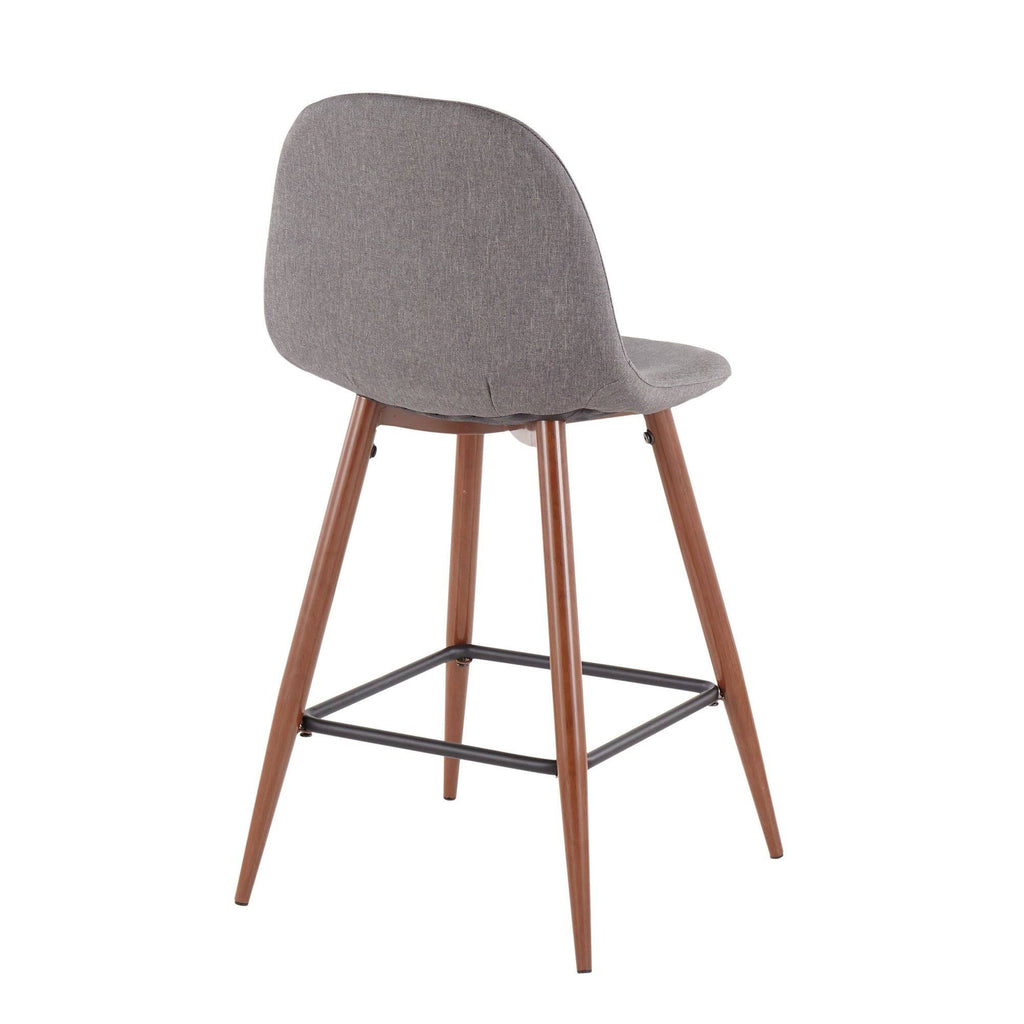 Walnut Metal Charcoal Fabric Counter Stool Set of 2 W738