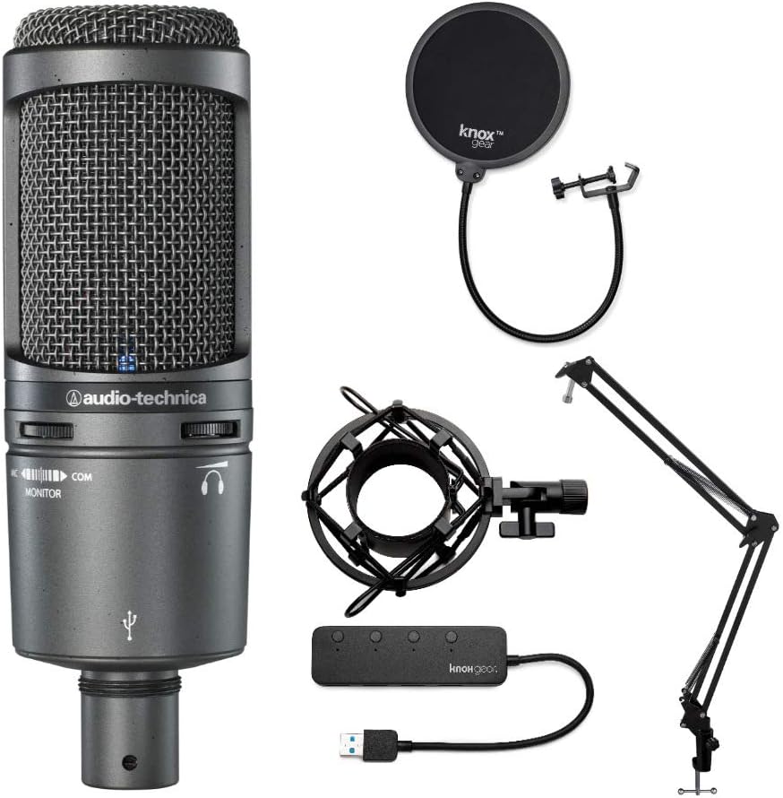 USB Microphone with Boom Arm, Shock Mount and Pop Filter (5 Items) L200225