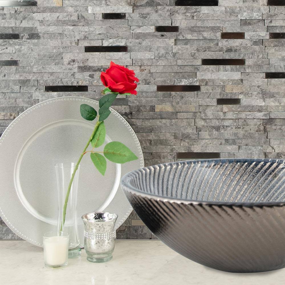 12 in. x 12 in. Matte Metal Stone Mesh-Mounted Mosaic Wall Tile V324827