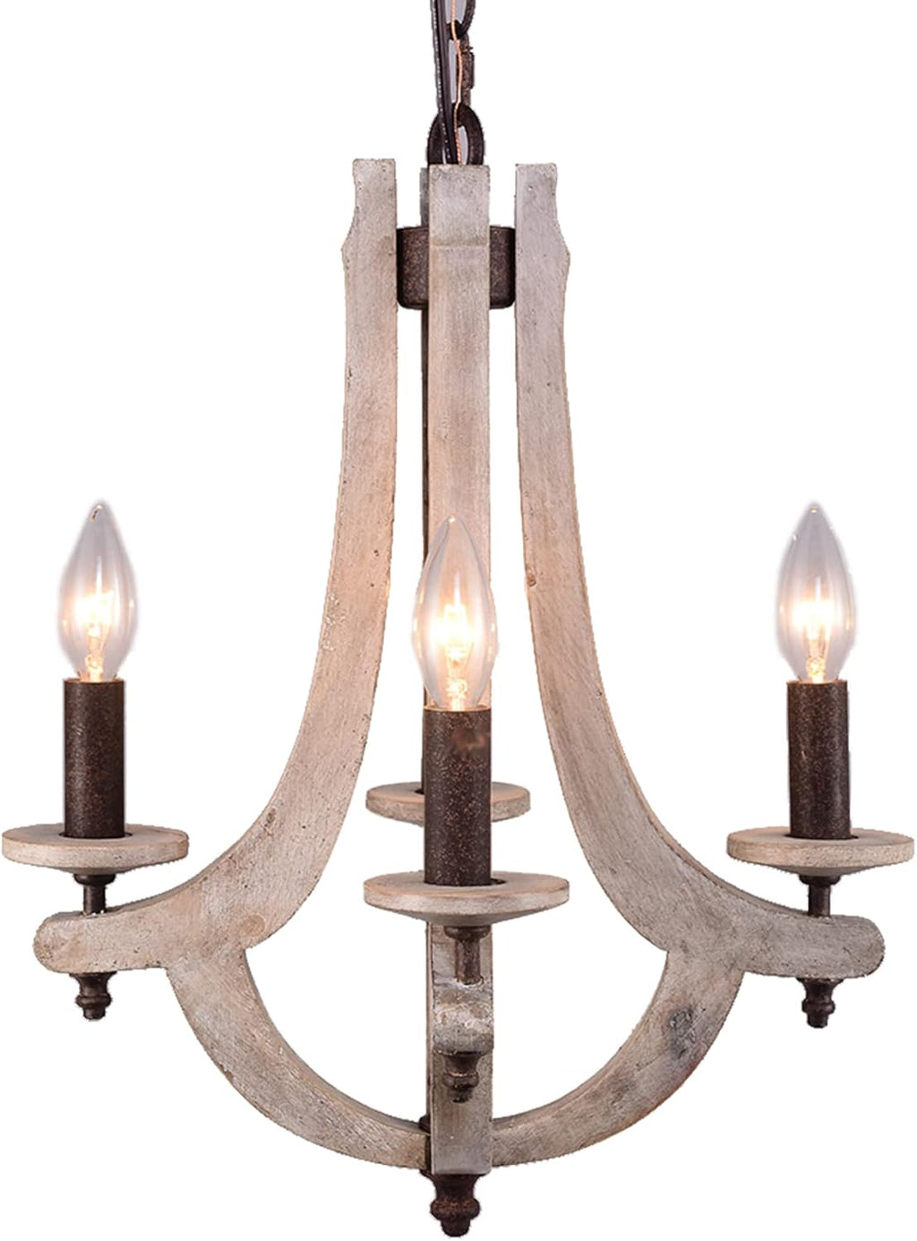 Retro Iron Wooden Chandelier 4 Candle Holder Light W15.7XH18.9 Inch L981