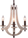 Retro Iron Wooden Chandelier 4 Candle Holder Light W15.7XH18.9 Inch L981