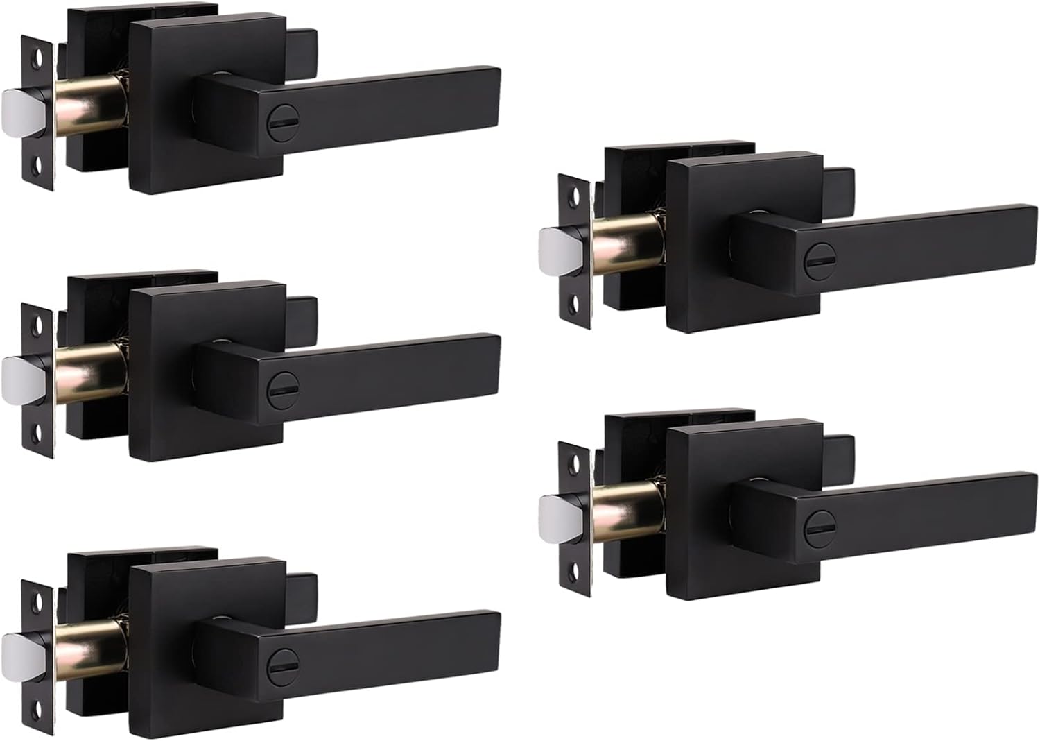 Matte Black Privacy Door Lever with Lock I522