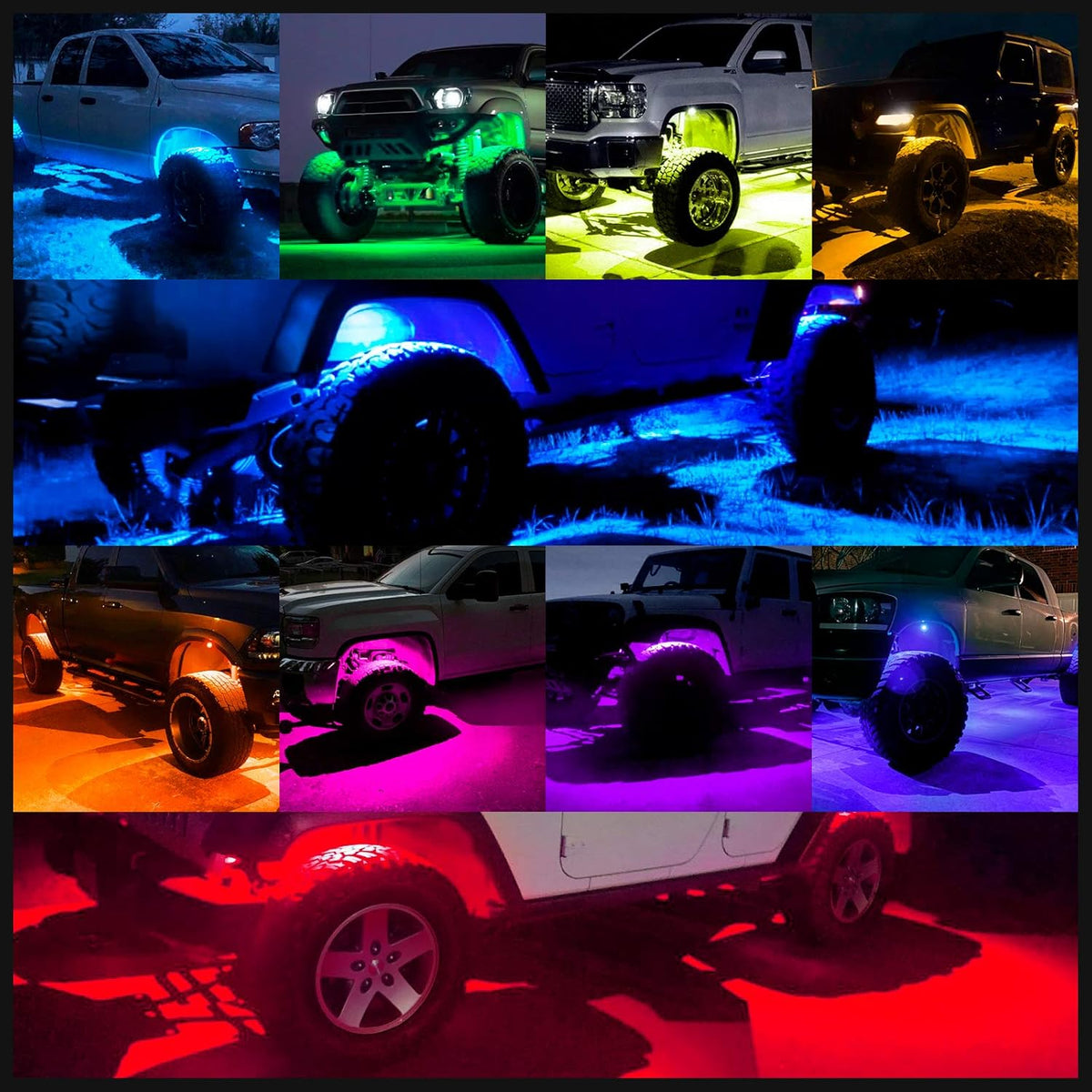 10 Pods RGB LED Rock Lights with APP/Double RF Remote Control for Cars Off Road SUV ATV UTV Vehicles Pack of 2 Z3706