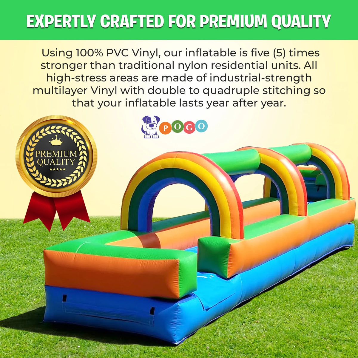 Rainbow Inflatable Slip and Slide with Blower E38288