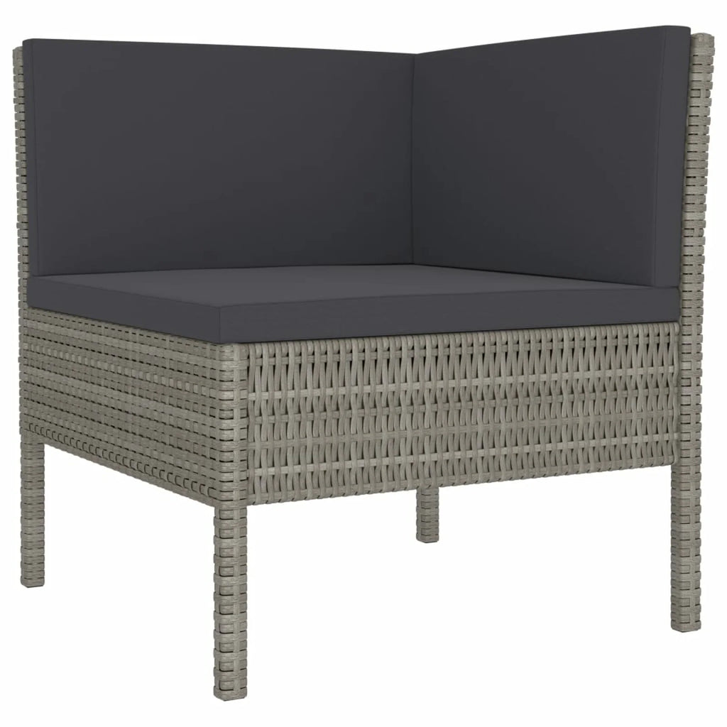 3 Piece Poly Rattan Outdoor Sectional Sofa Set with Cushions Steel Frame X12152