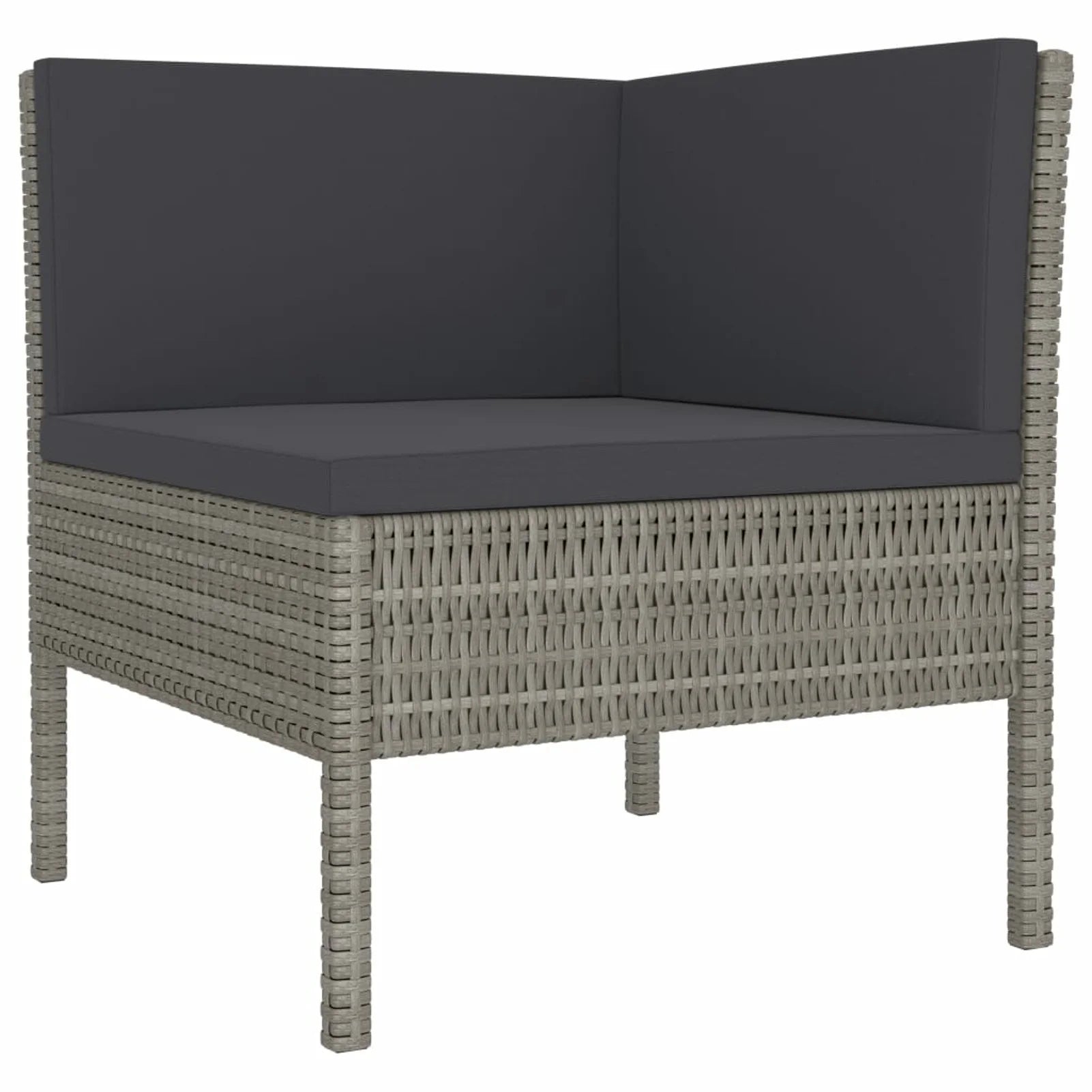 3 Piece Poly Rattan Outdoor Sectional Sofa Set with Cushions Steel Frame X12152