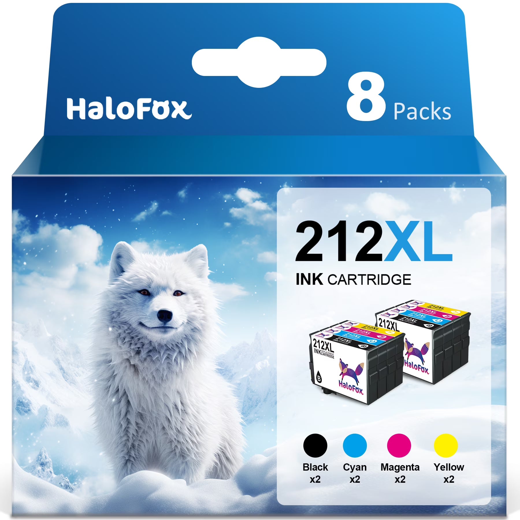 8 Packs 212XL Ink Cartridges for Epson Printer H105319