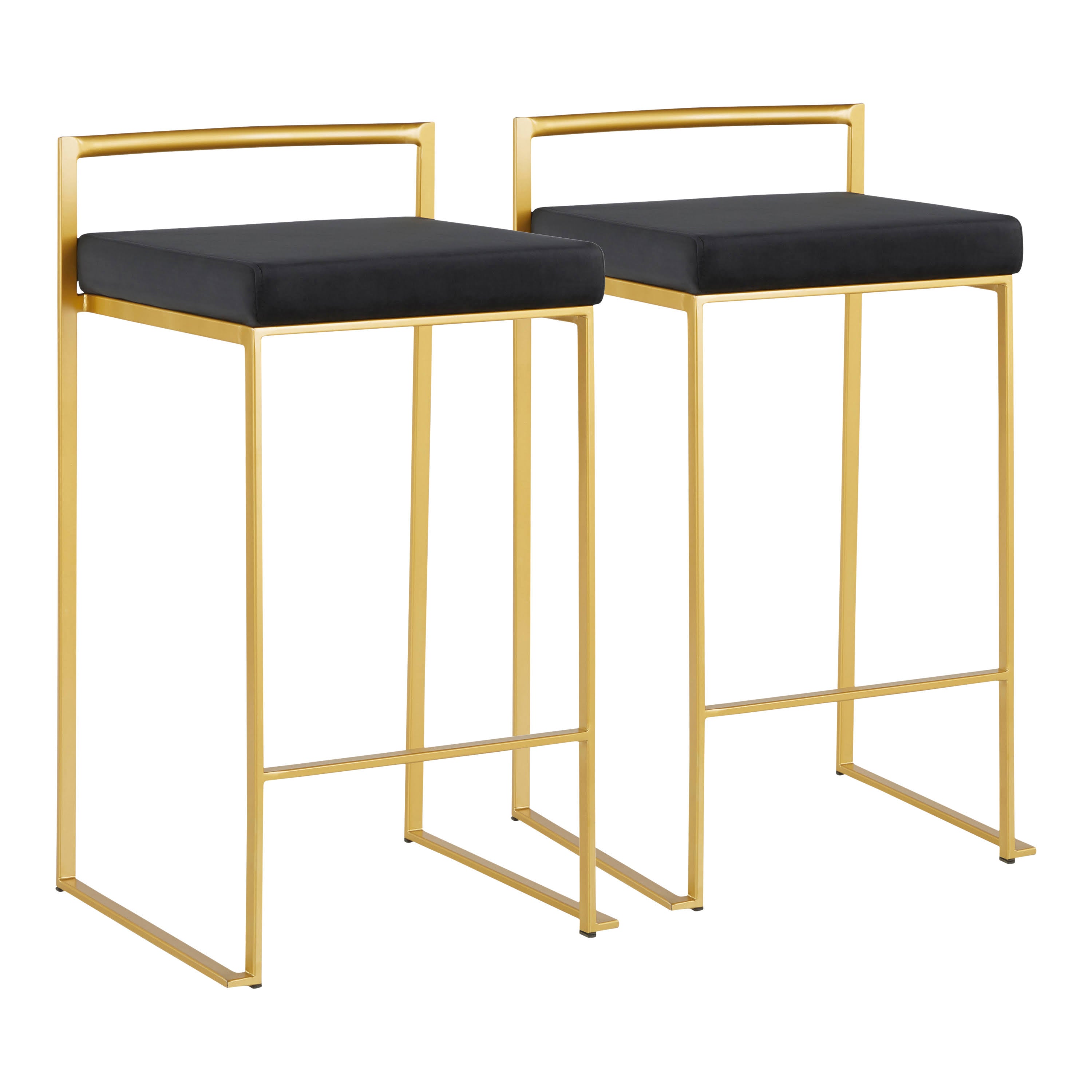 Gold Black Velvet Counter Stool (Set of 2) M407