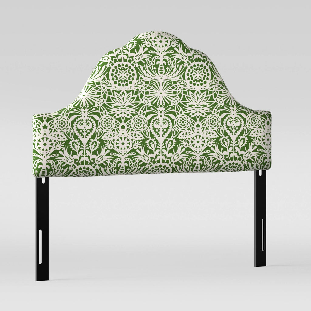 Arched Headboard Green White Floral D634