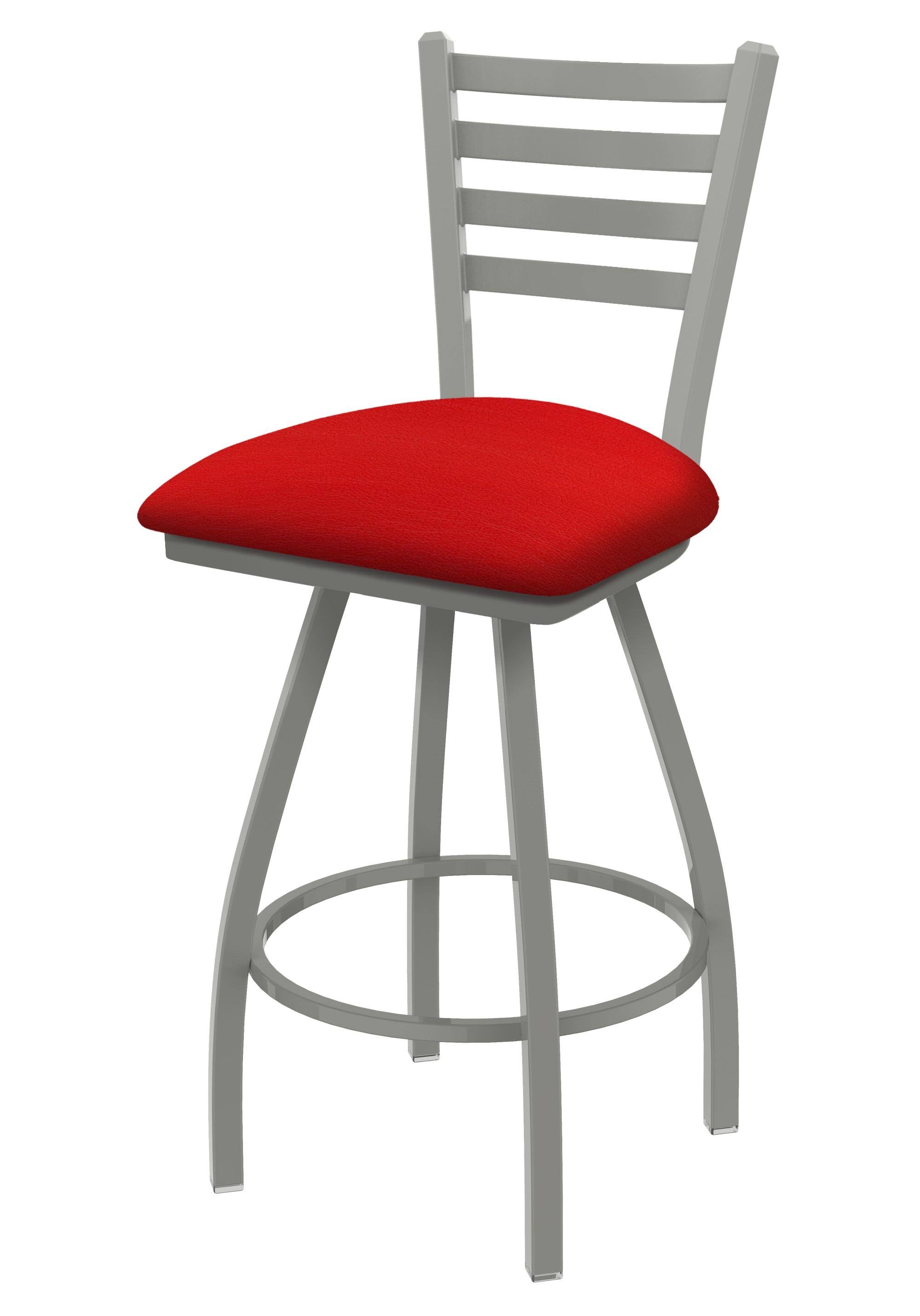 Swivel Counter Stool with Anodized Nickel Finish and Canter Red Seat N106485