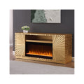 Metallic Gold Freestanding Infrared Electric Fireplace TV Stand N123975