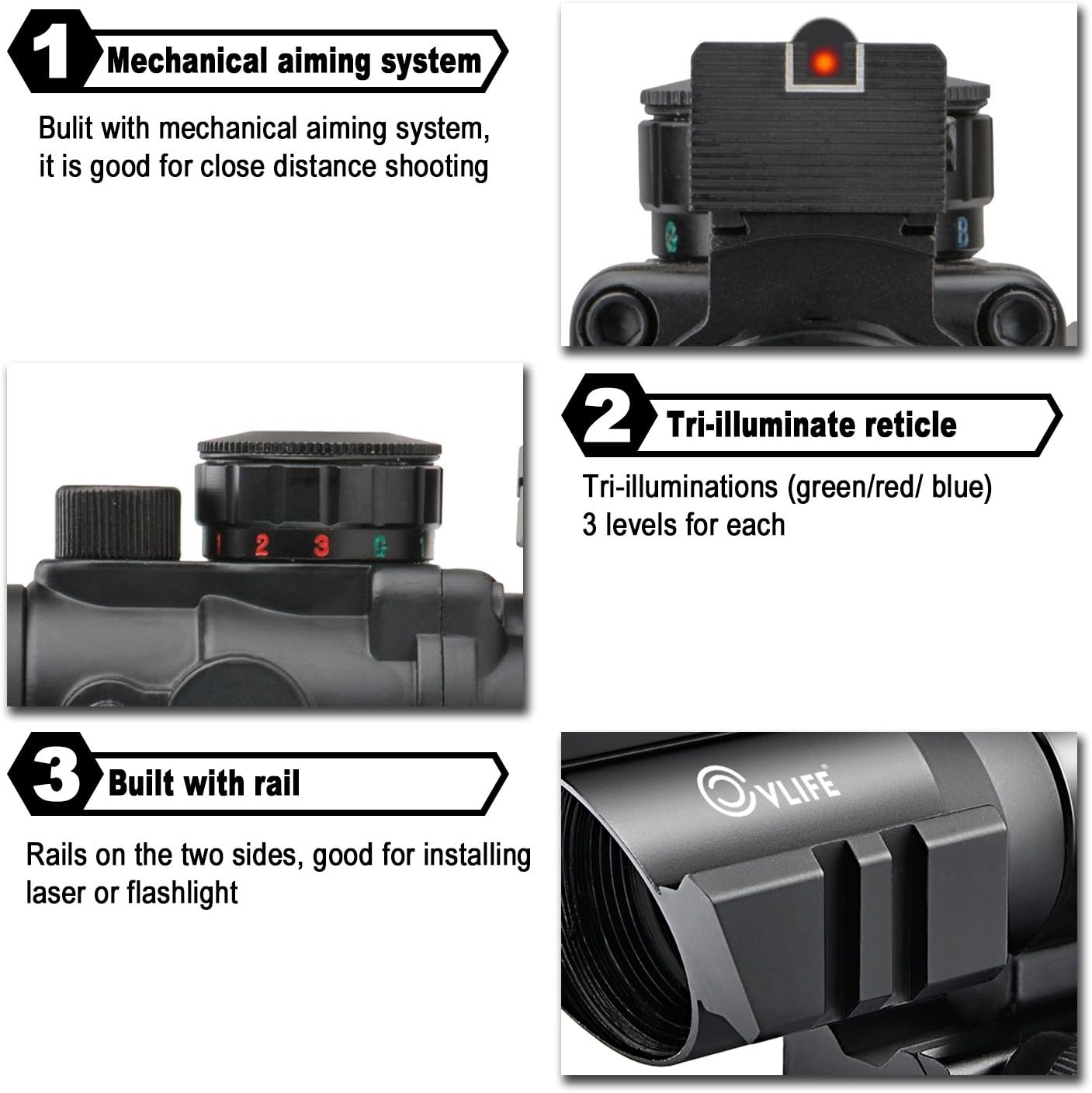 4x32 Tactical Rifle Scope with Fiber Optic Sight I643915