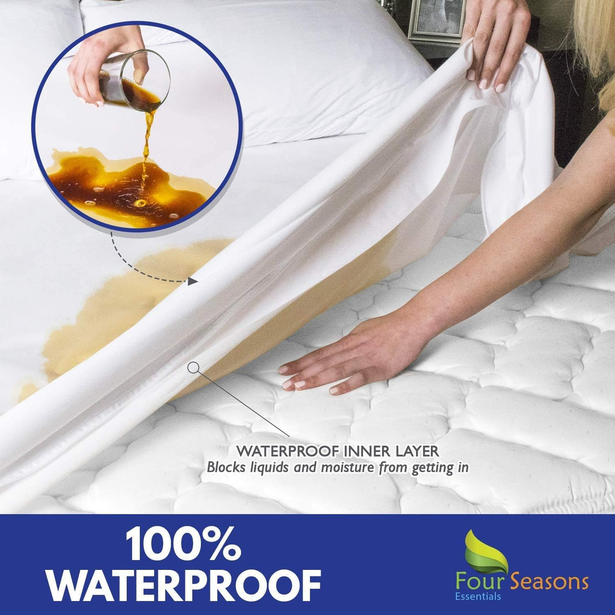 Full Size Zippered Waterproof Cotton Terry Mattress Protector G663