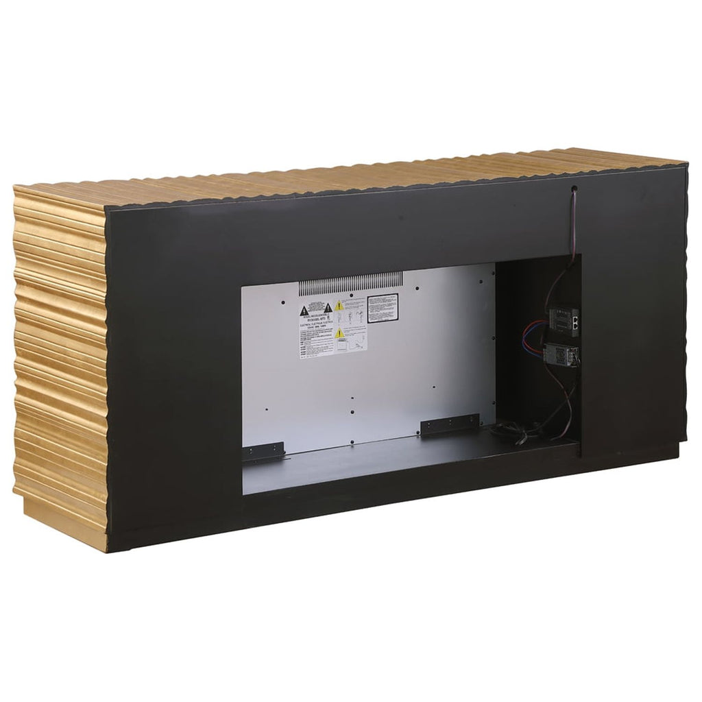 Metallic Gold Freestanding Infrared Electric Fireplace TV Stand N123975