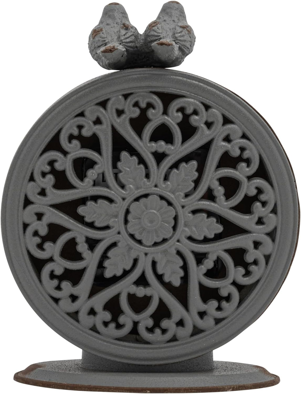 Grey Pewter Mantel Clock with Birds O98732