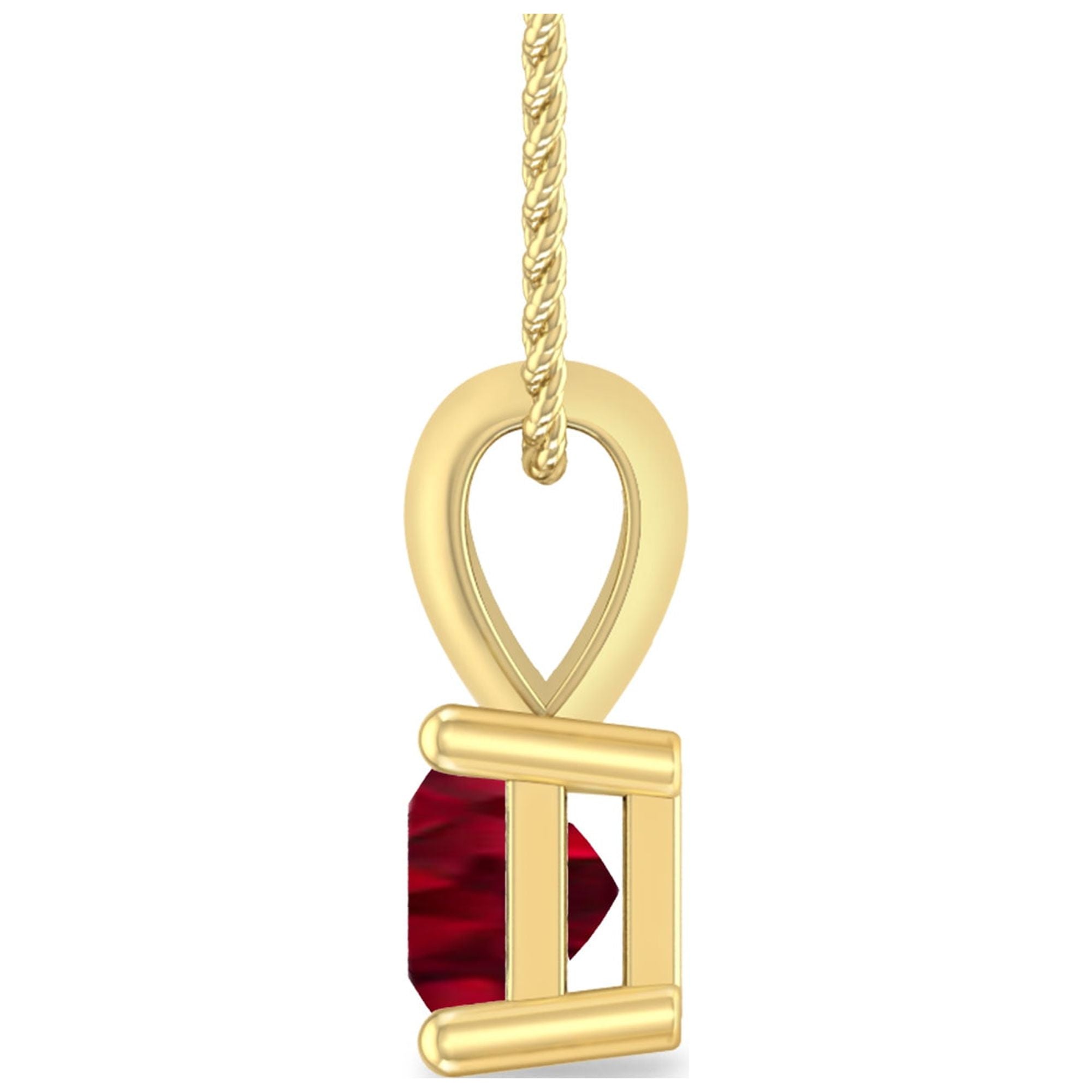 1/3 Carat Princess Shape Garnet 10K Yellow Gold V-bail Solitaire Pendant Necklace H4896