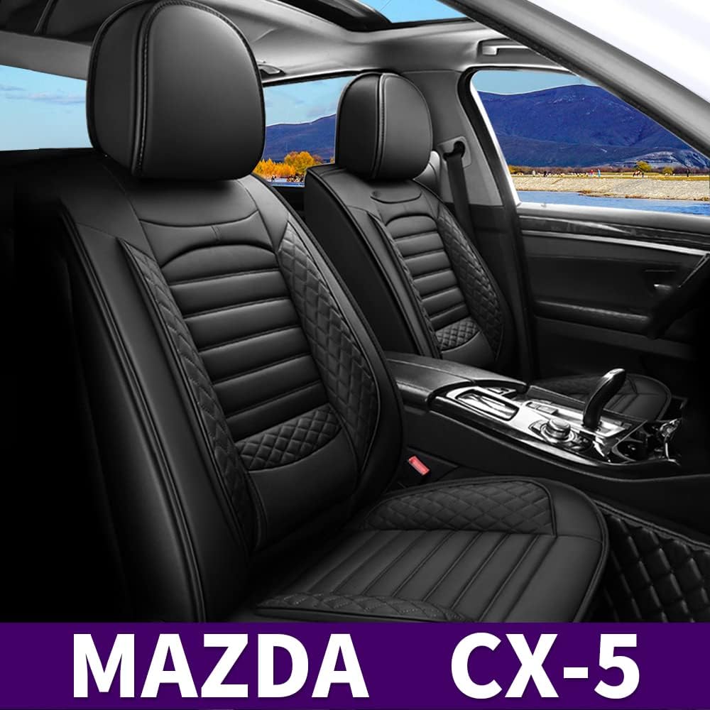 Black Faux Leather Full Set Car Seat Covers B9761