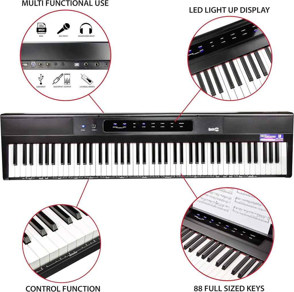 88-Key Semi-Weighted Digital Piano, Black V681