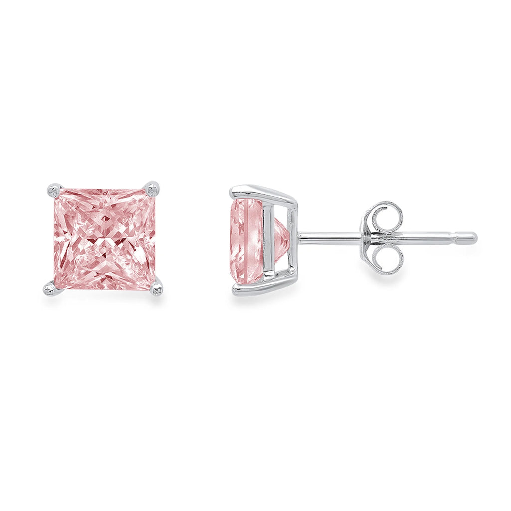 14K White Gold Solitaire Stud Earrings Y7151