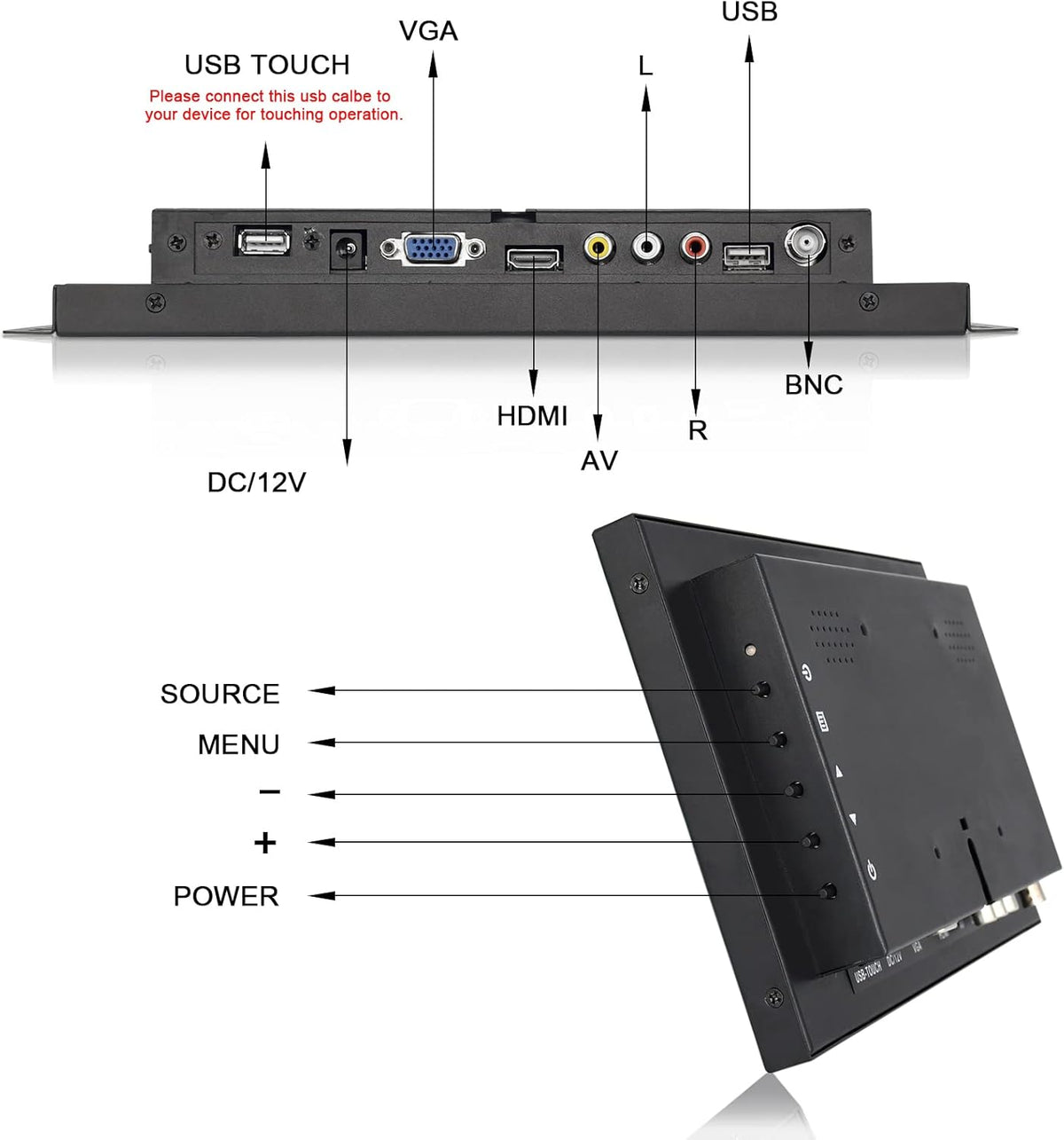12.1 Inch Touchscreen Monitor with HDMI/VGA/BNC/AV/USB Input Z742