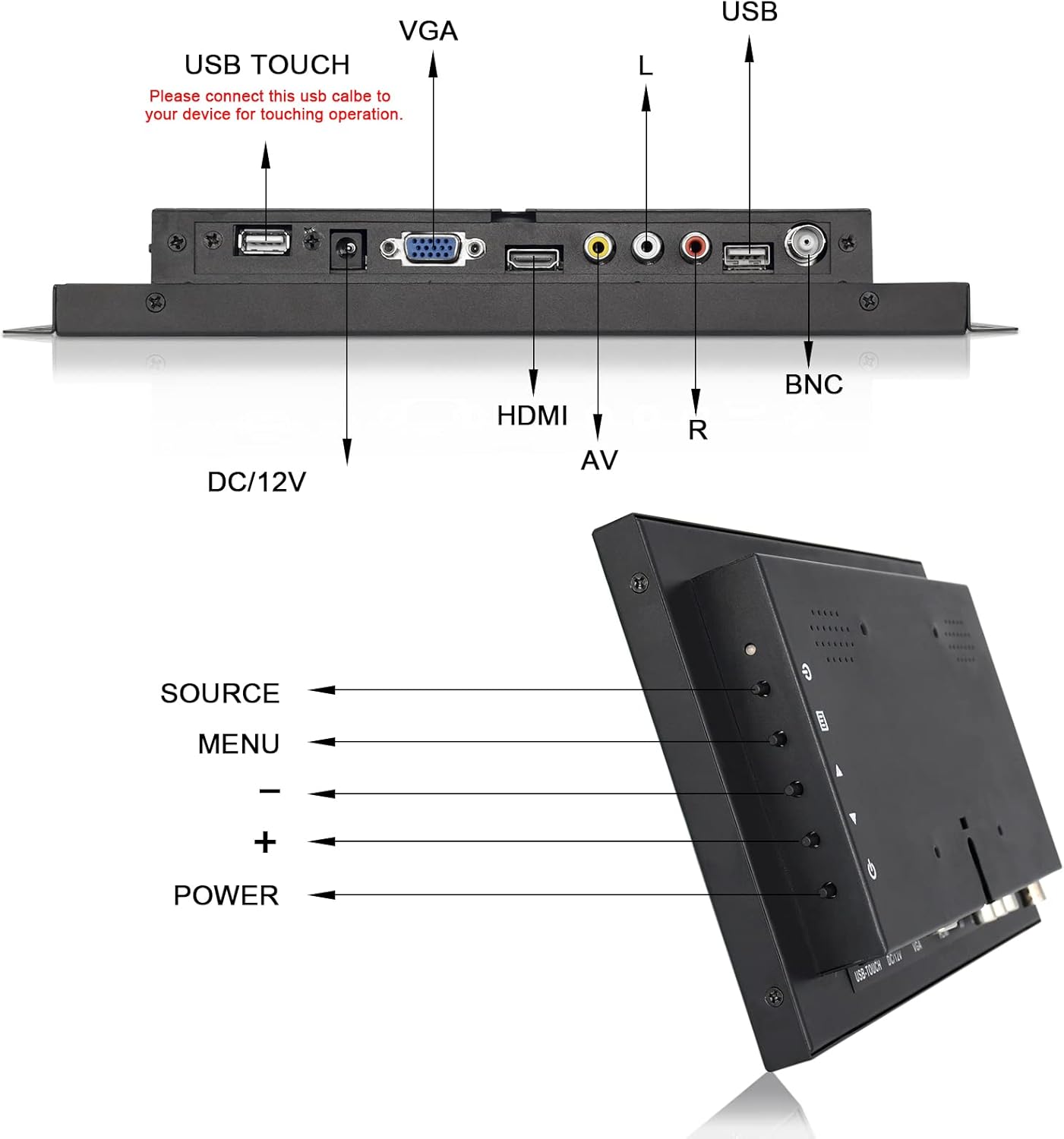 12.1 Inch Touchscreen Monitor with HDMI/VGA/BNC/AV/USB Input K9414