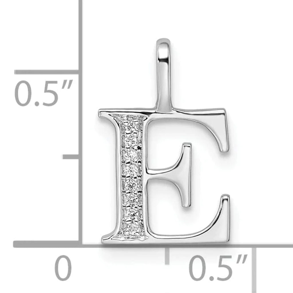 14K White Gold Diamond Letter E Initial Pendant E7194