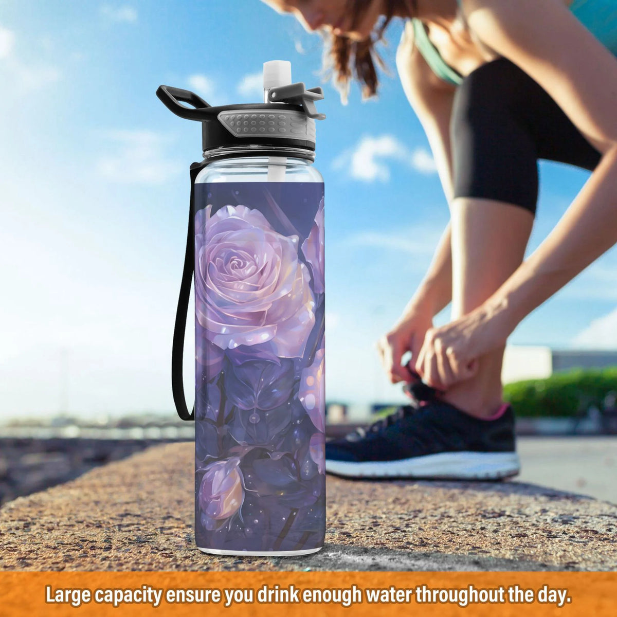 Purple 32oz Tritan Sports Water Bottle with Straw K569