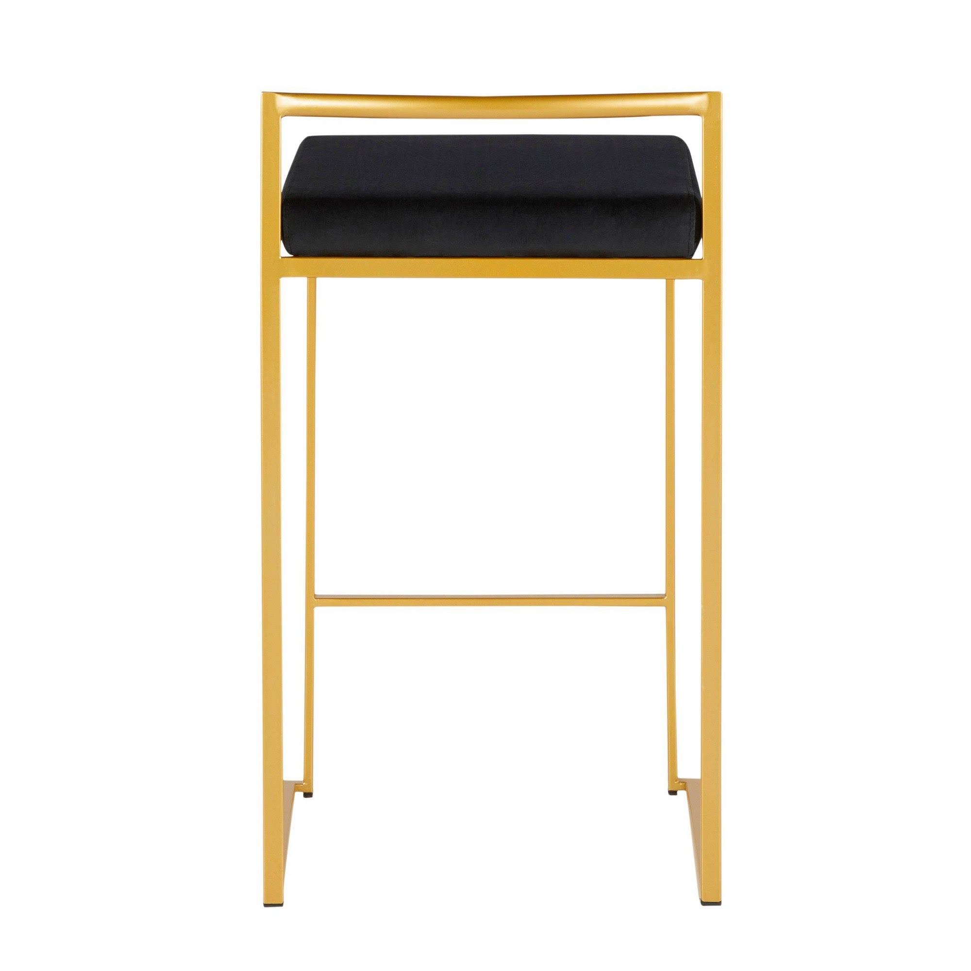 Gold Black Velvet Counter Stool (Set of 2) M407