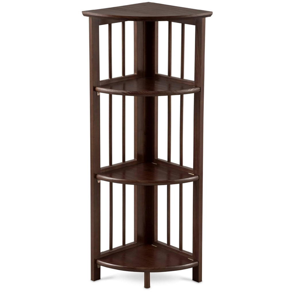 Truffle Brown 4-Shelf Corner Folding Bookcase V3982