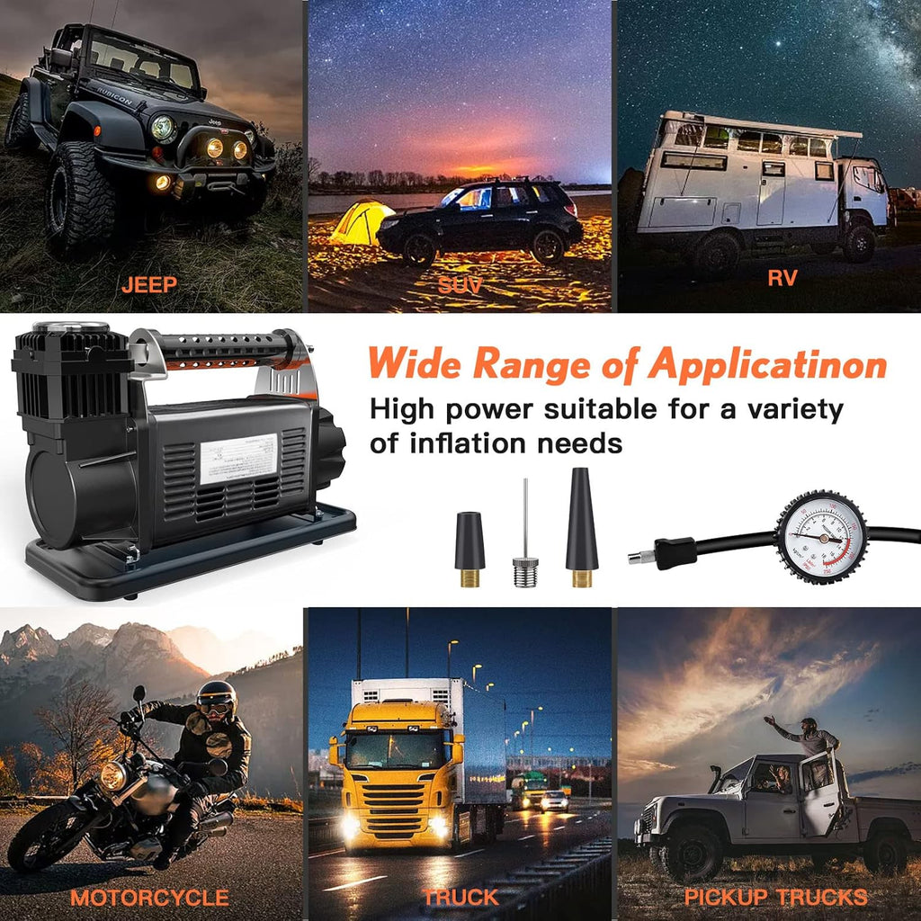 Portable Air Compressor 12v Car Truck Tires Inflator 5.65CFM Heavy Duty Air Pump J2156
