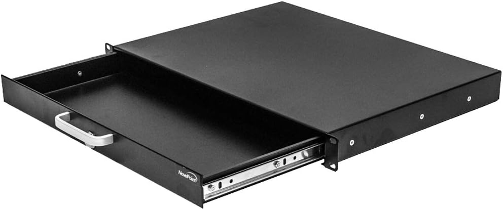 1U Black Rack Mount Drawer with Lock and Key C25072