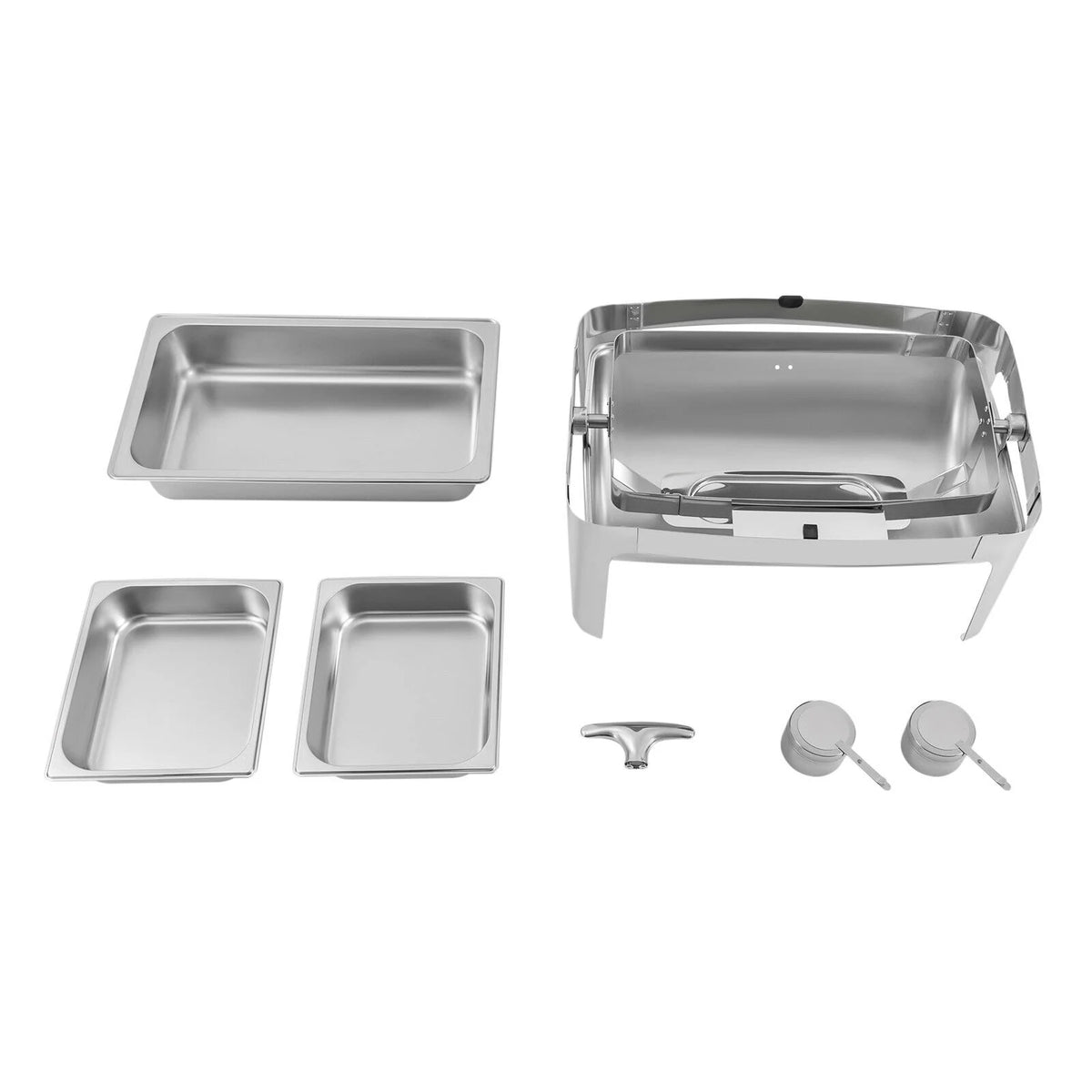 Silver Stainless Steel Chafer Buffet Chafing Dish Set Roll Top Food Warmer U456