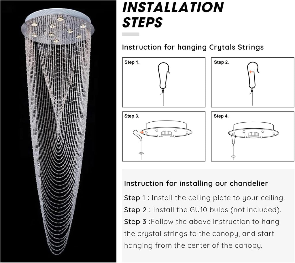 Modern Crystal Chandelier, H91'' High K40869