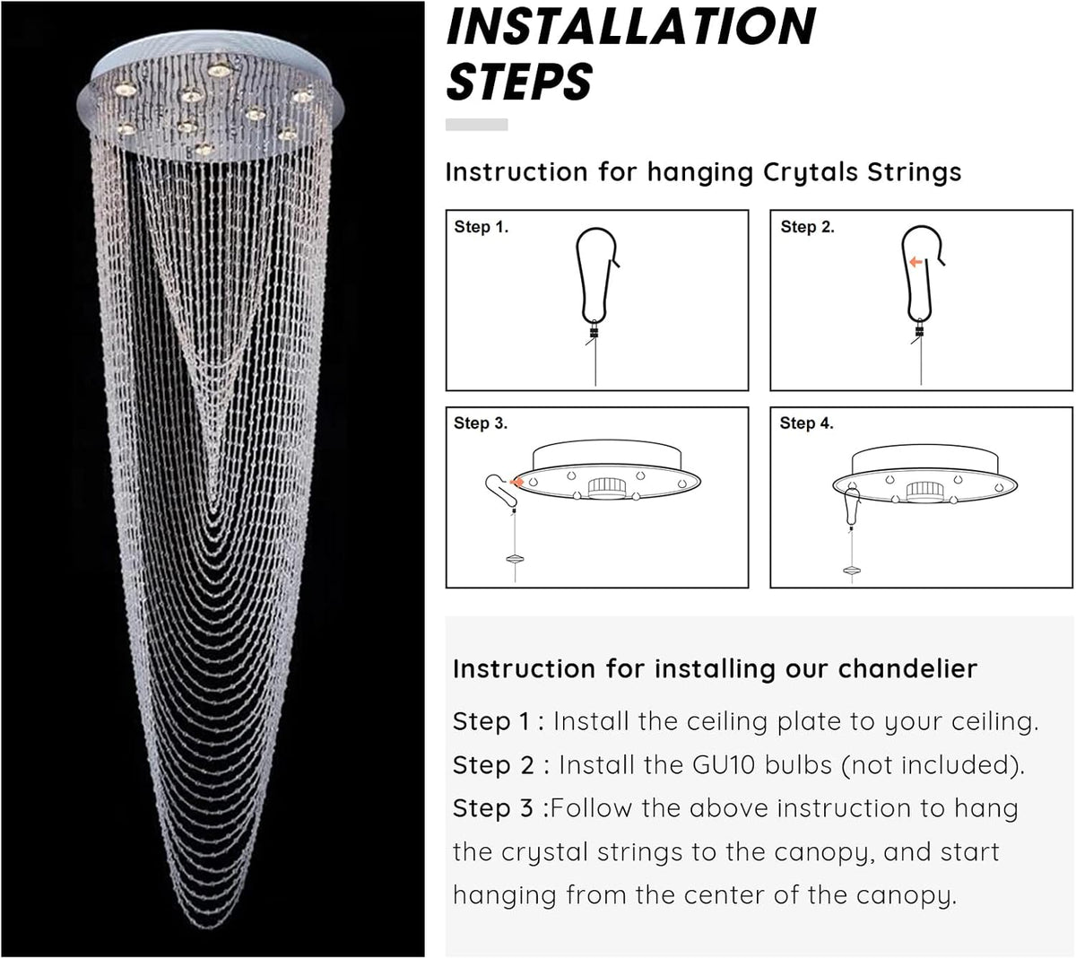 Modern Crystal Chandelier, H91'' High K40869