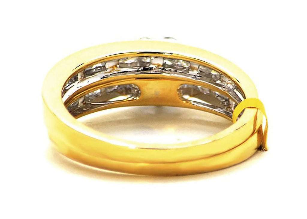14K White Gold Real Diamond Square Cluster Engagement Ring R891