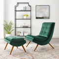 Green Velvet Lounge Chair and Ottoman Set Q689077