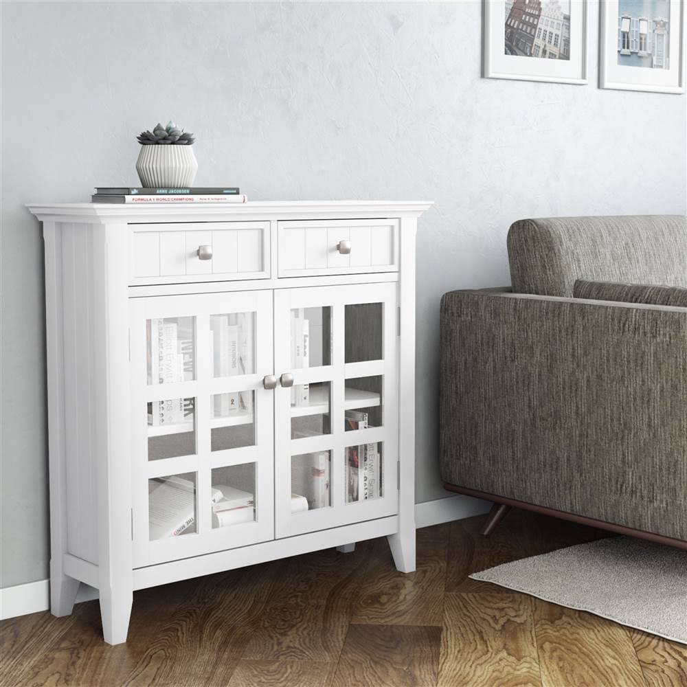 White Solid Wood Entryway Storage Cabinet Z227