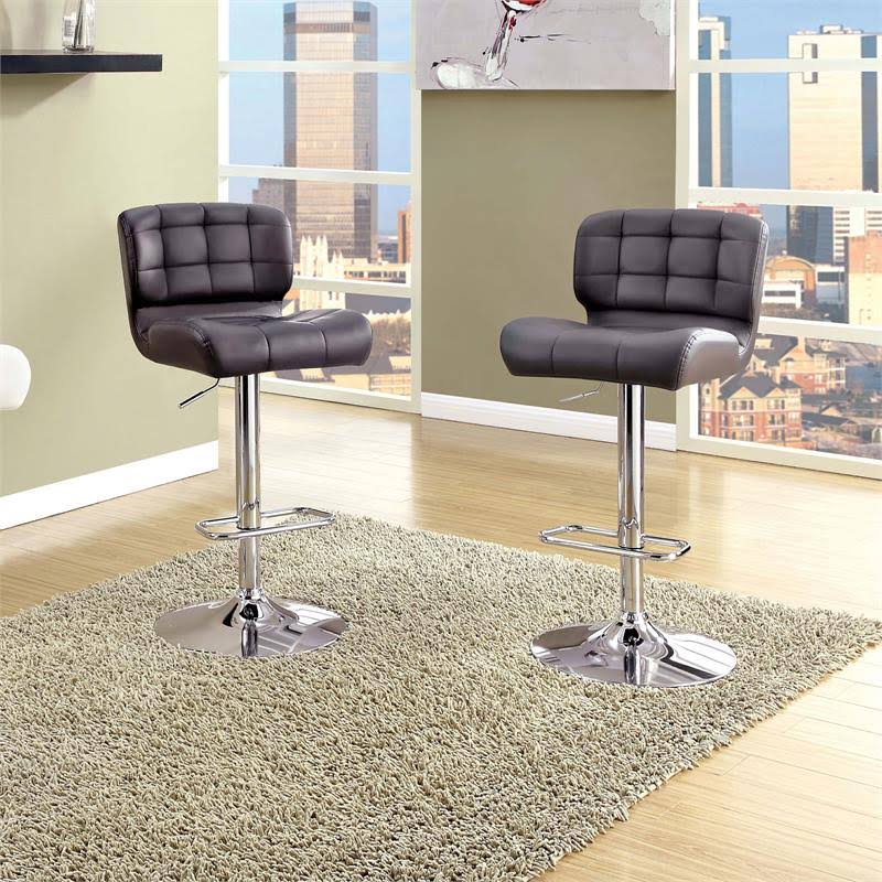 Gray Faux Leather Adjustable Barstool Set of 2 X6921