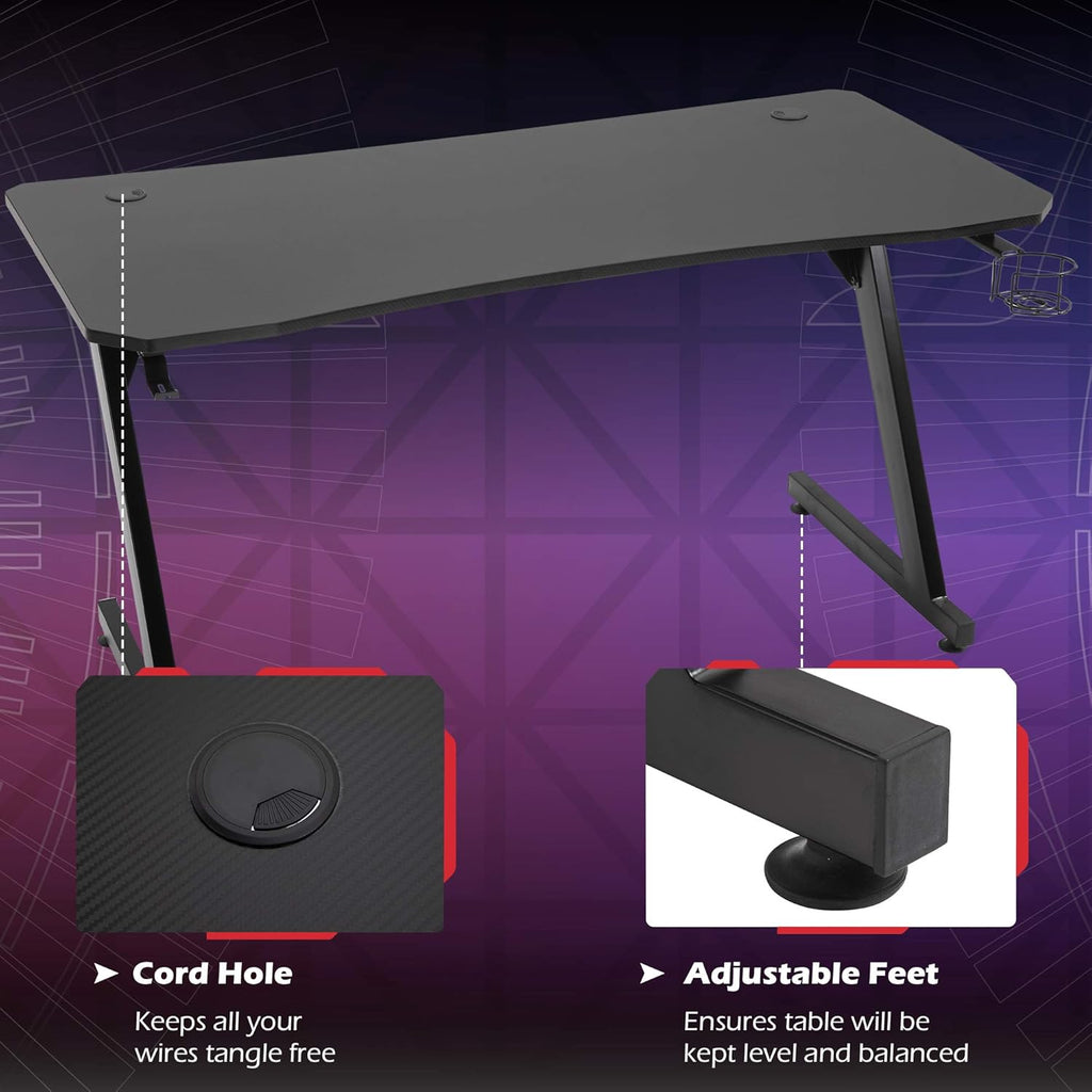 Black Gaming Desk with Cup Holder and Headphone Hook G372