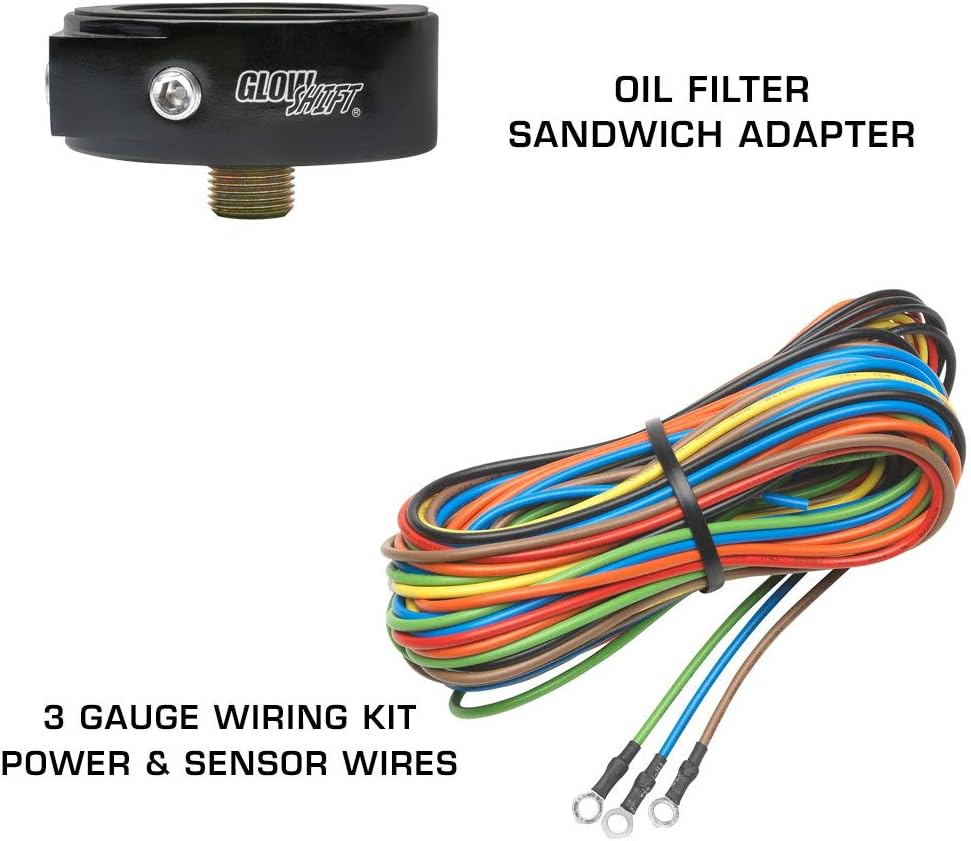 Tinted 7 Color 30 PSI Boost/Vacuum, 100 PSI Oil Pressure & Oil Temperature Gauges, Black Triple Pillar Pod T812