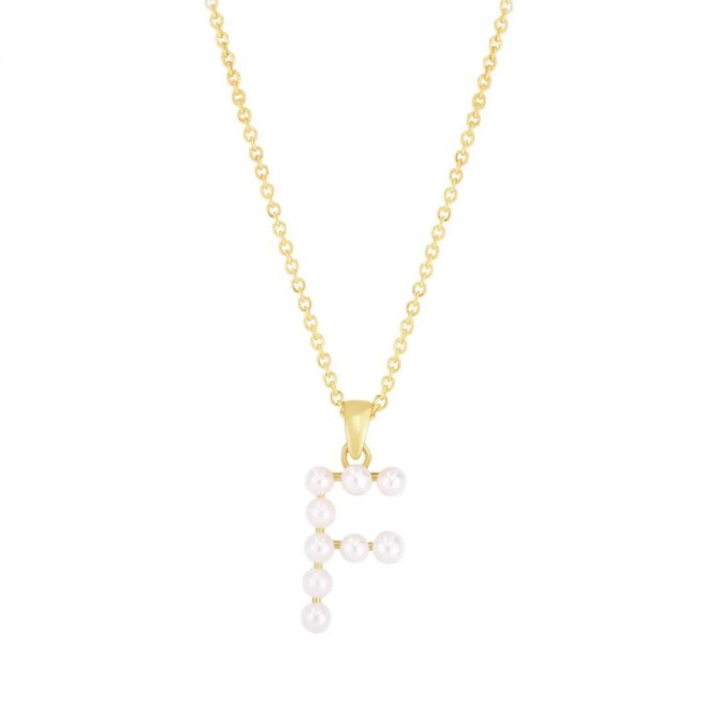 14K Yellow Gold Cultured Pearl Initials Letter Pendant Necklace 18" C89713