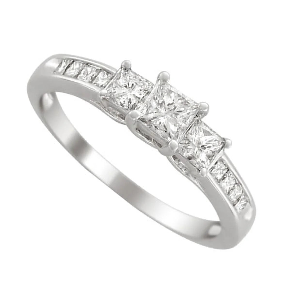 Three Stone Princess Cut Diamond Engagement Ring F725