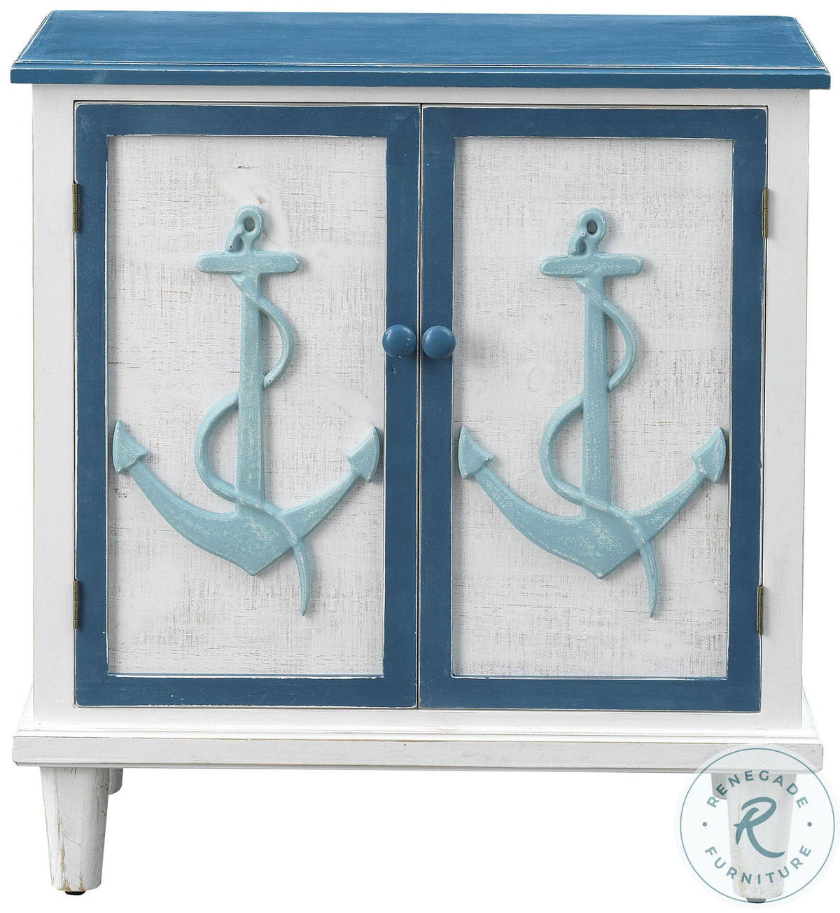 Blue White Two Door Cabinet X60075