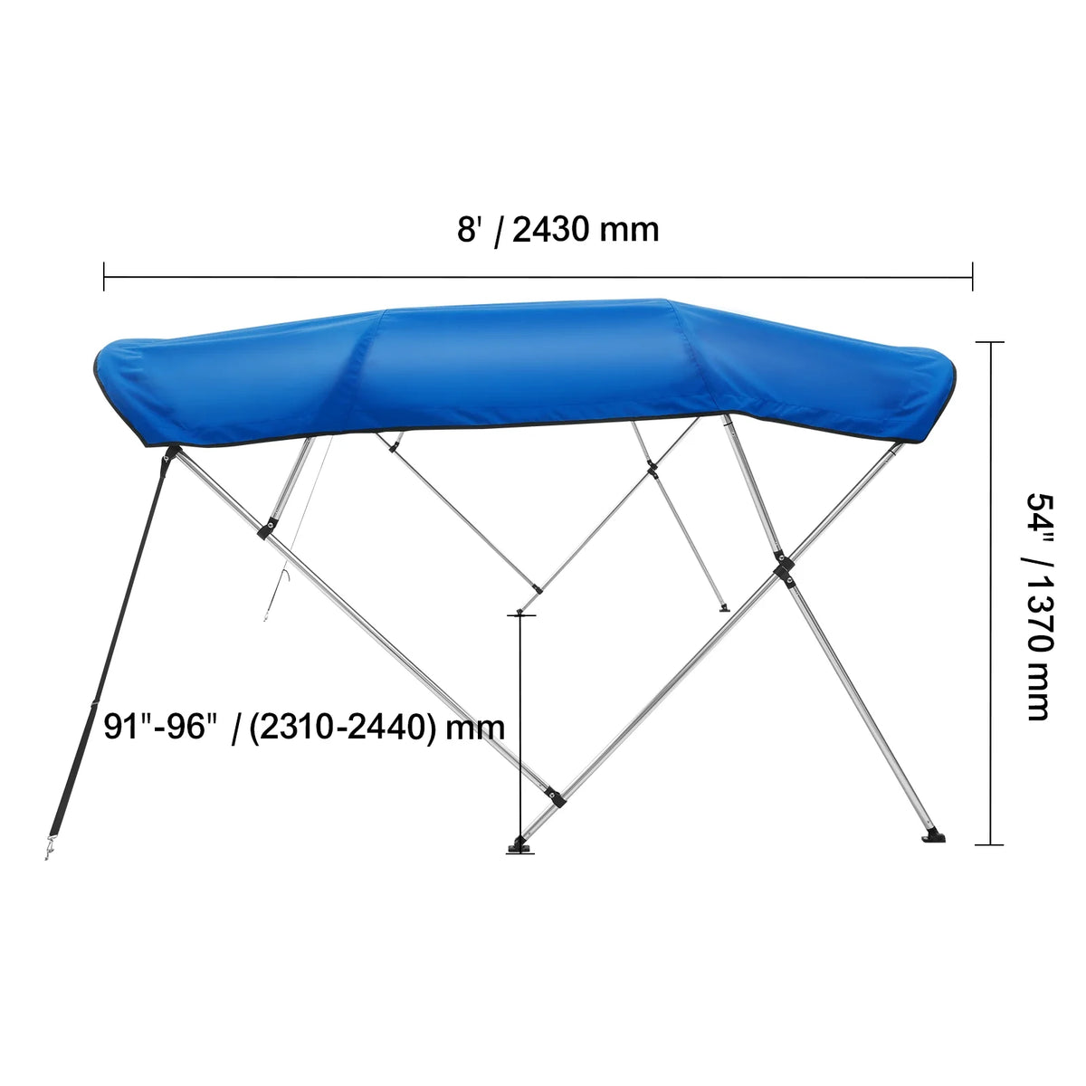 4 Bow Bimini Top Boat Cover 900D Polyester Aluminum Frame 91"-96" W J67575
