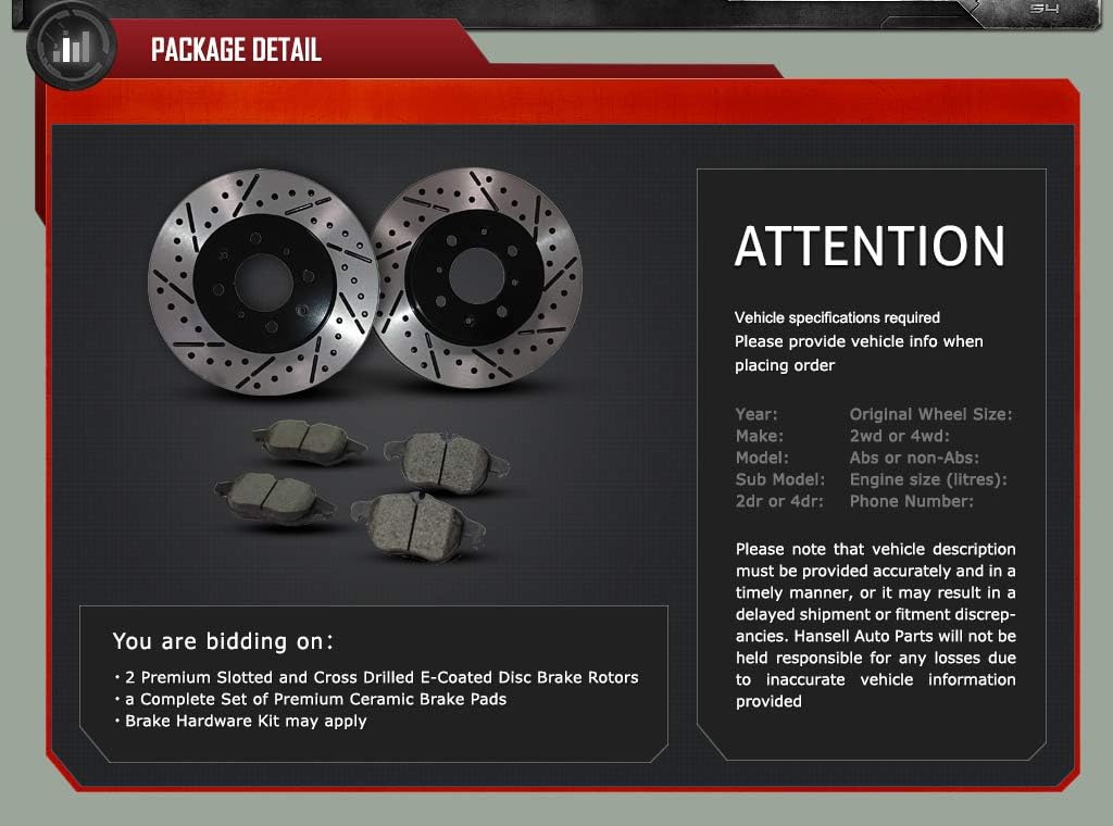 Rear Drill&Slot Brake Rotors Pads Q4180