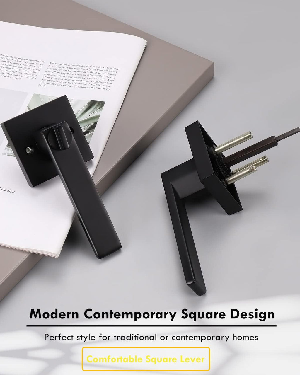 Matte Black Privacy Door Lever with Lock I522