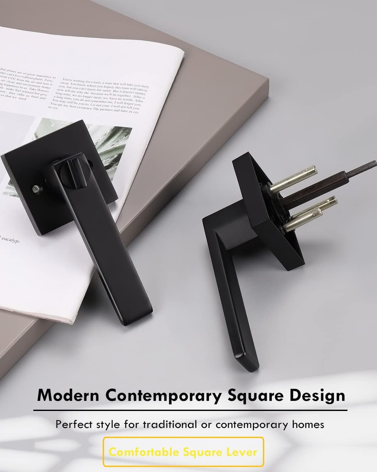 Matte Black Privacy Door Lever with Lock I522