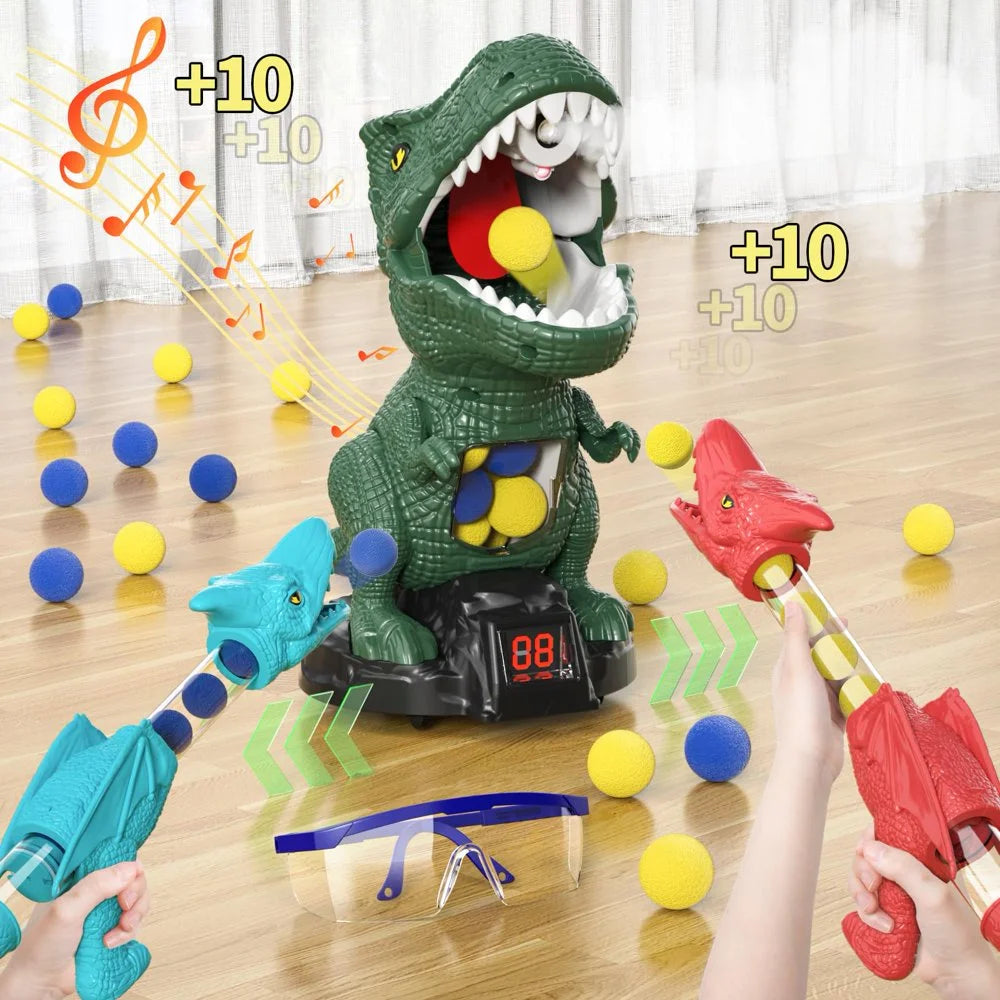 Spray Dinosaur Shooting Toys with 2 Pump Guns, 24 Foam Balls U329