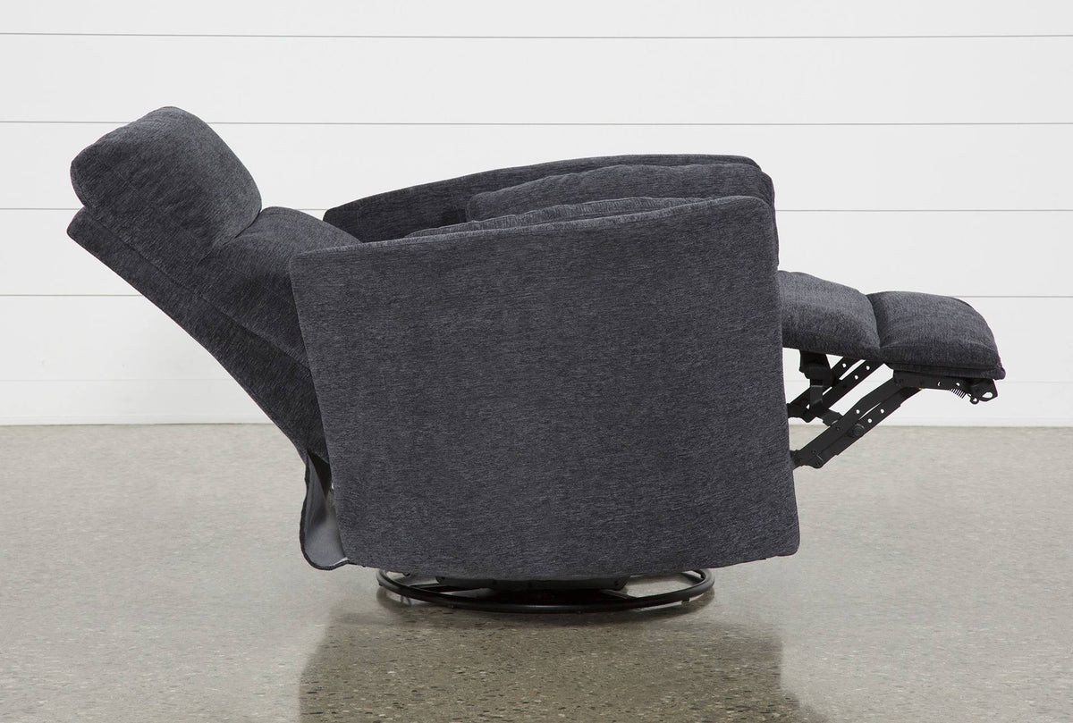 Blue Fabric Power Recliner Swivel Glider Chair R500
