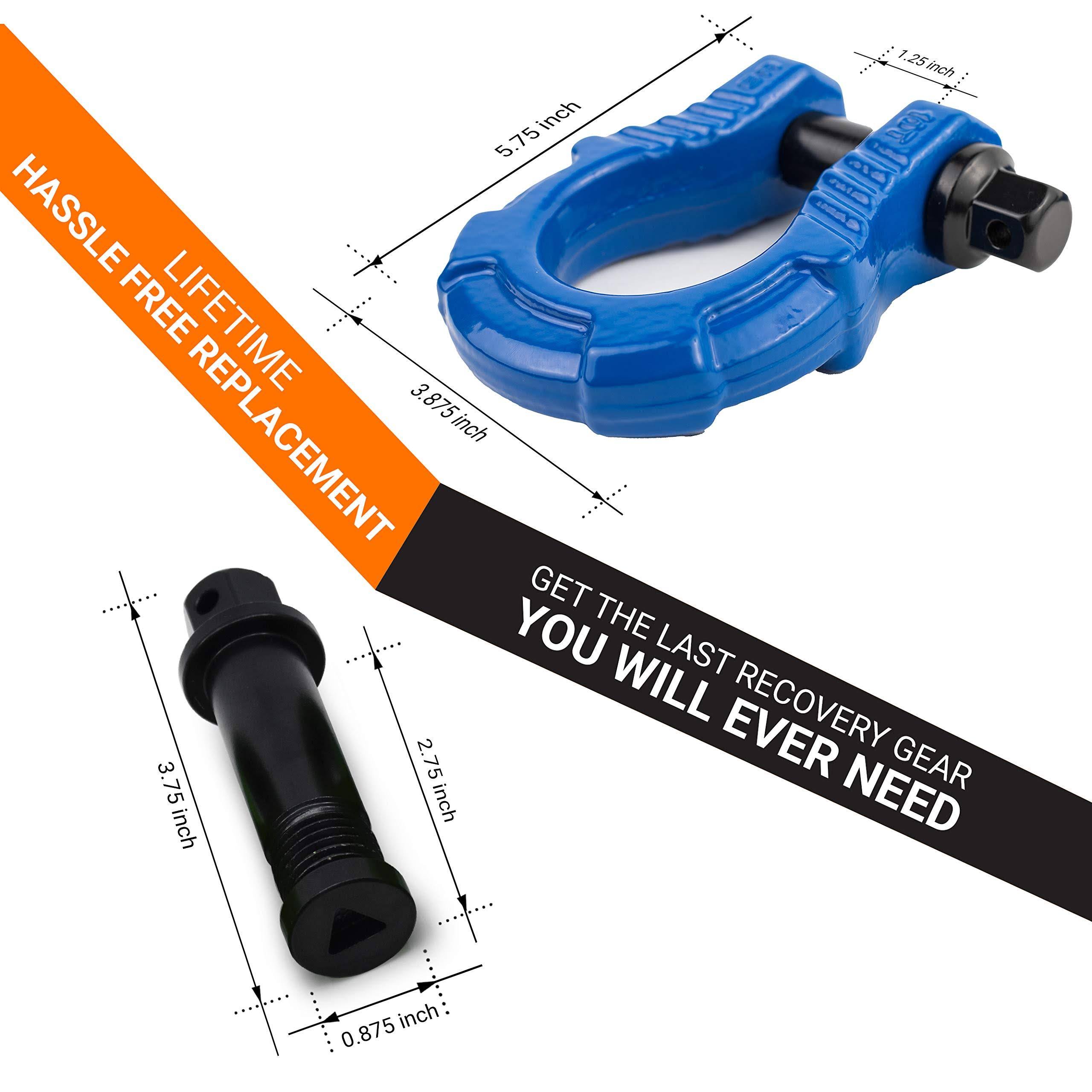 Uber Shackles with Anti Theft Lock (2pk) Blue 80,000 lbs Towing D-Rings S870